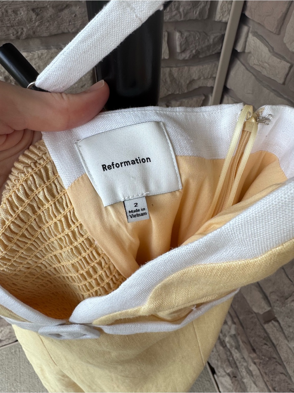 Reformation Sara Parmesan Butter Yellow Linen Dress - Picture 10 of 10